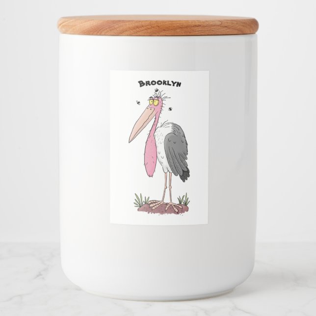 Rótulo Para Comida Cartoon engraçado marabou (Frente)