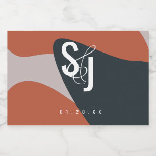 Rótulo Para Comida Casamento Blush Azul Orgânico Terracotta