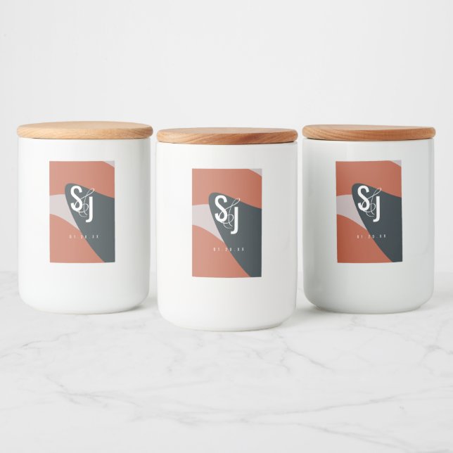 Rótulo Para Comida Casamento Blush Azul Orgânico Terracotta (Garrafas)