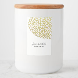 Rótulo Para Comida Casamento Dourado de Padrões Petais desenhados à m