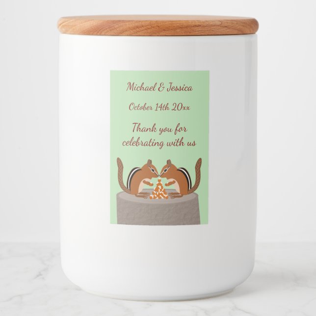 Rótulo Para Comida Casamento outono Chipmunks Bonitos Personalizado (Frente)