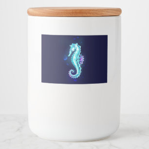 Rótulo Para Comida Cavalo de Gelo Cristal em Fundo Azul