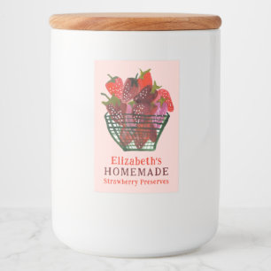 Rótulo Para Comida Cesta de Morango Aquarela Geléia Caseira Personali