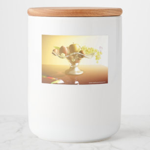Rótulo Para Comida Cesto de vidro com frutas e bateria