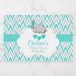 Rótulo Para Comida Chá de fraldas do elefante de turquesa