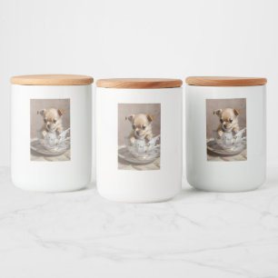Rótulo Para Comida Chihuahua Puppy em um Teacup,