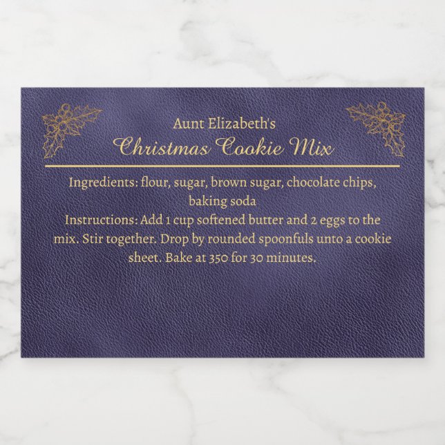 Rótulo Para Comida Christmas Cookies Baking Mix Personalized Blue (Rótulo Único)