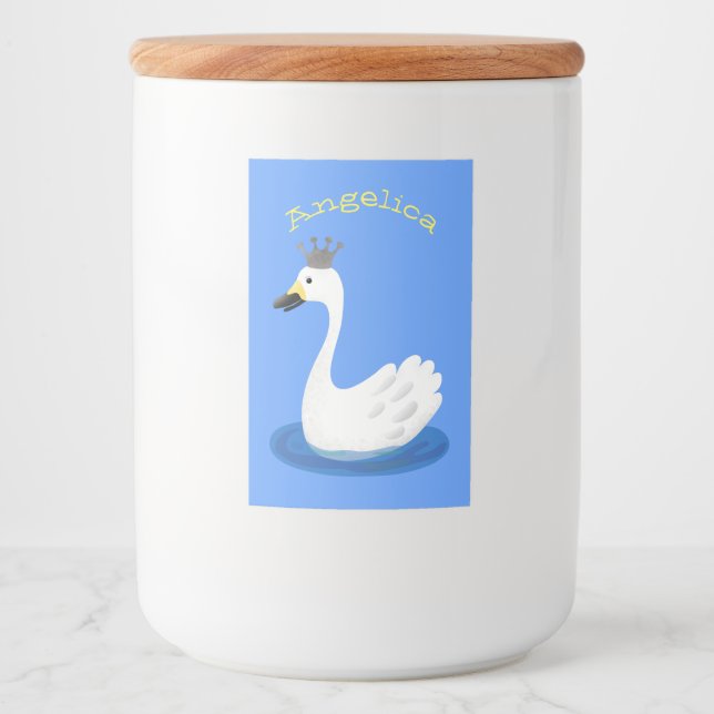 Rótulo Para Comida Cisne branco bonito com desenho animado (Frente)