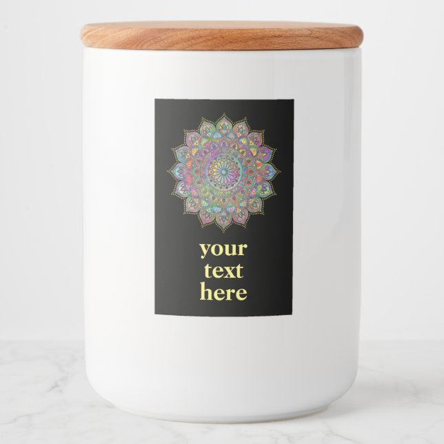Rótulo Para Comida Clássico Colorosamente Mandala Índia Estilo 1 (Frente)