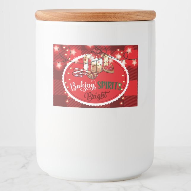 Rótulo Para Comida Comida Brilhante das Espíritos de Natal Férias (Frente)