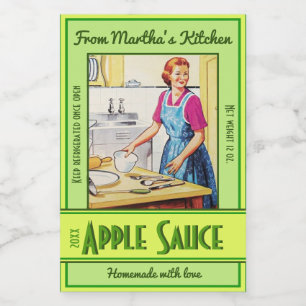 Rótulo Para Comida Comida de Texto Personalizado da Mulher em Cozinha