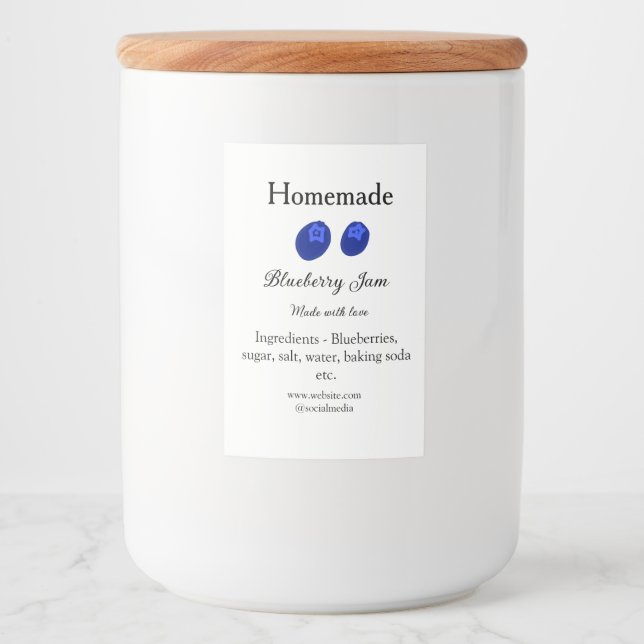 Rótulo Para Comida Compota de mirtilo caseira feita com amor adicione (Frente)