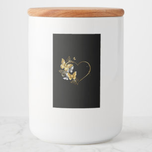 Rótulo Para Comida Coração com Borboletas Ouros