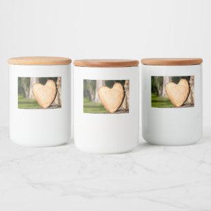 Rótulo Para Comida coração de madeira