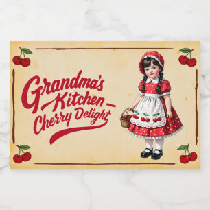 Rótulo Para Comida Cozinha da Vovó – Delícia de Cereja - Vintage