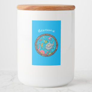 Rótulo Para Comida Criaturas marinhas engraçadas desenhando desenhos