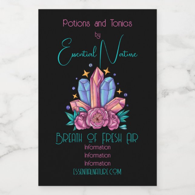 Rótulo Para Comida Crie os seus próprios cristais e Rosas (Rótulo Único)