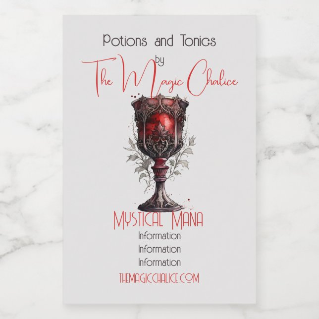 Rótulo Para Comida Crie Seu Chalice Gótico Vermelho (Rótulo Único)