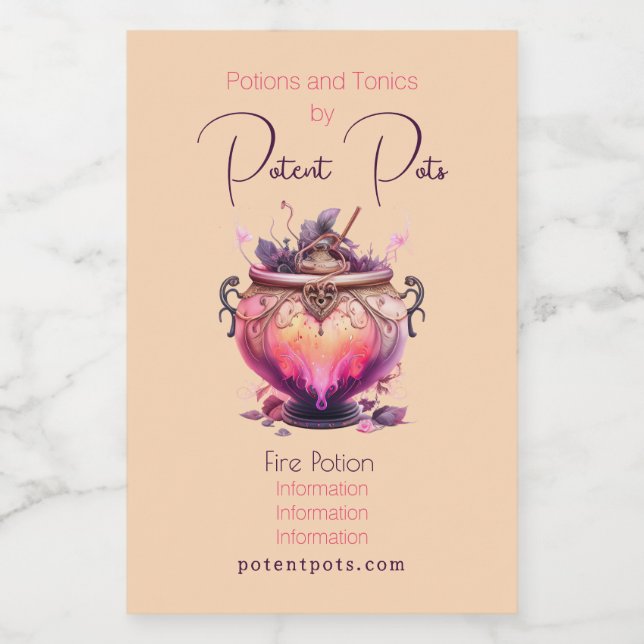 Rótulo Para Comida Crie seu próprio Apotário da Poção de Fogo (Rótulo Único)
