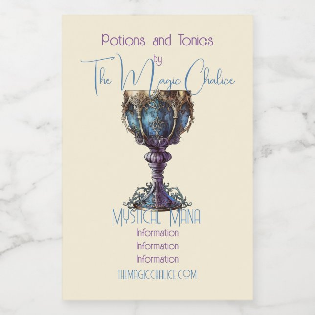 Rótulo Para Comida Crie seu próprio Chalice Dourado Azul e Roxo (Rótulo Único)
