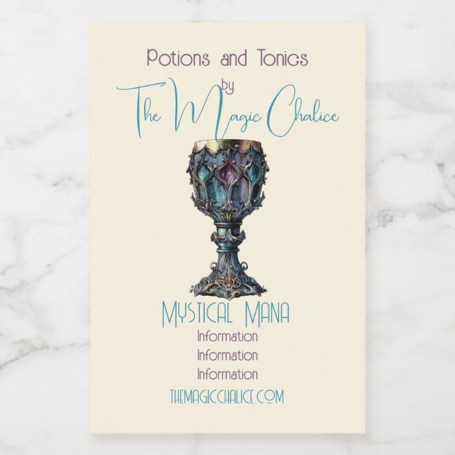 Rótulo Para Comida Crie seu próprio Dourado Chalice Azul (Rótulo Único)