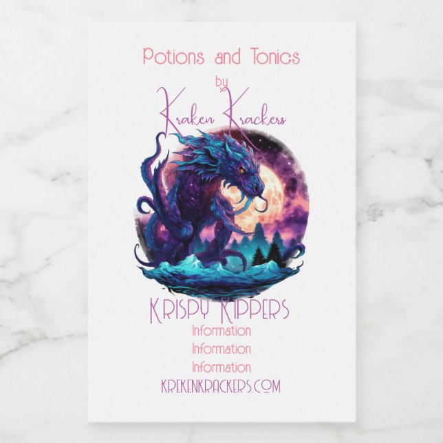 Rótulo Para Comida Crie Seu Próprio Dragão De Água Crônica Mítico (Rótulo Único)