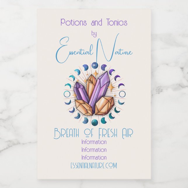 Rótulo Para Comida Crie seus próprios cristais e fases da lua (Rótulo Único)