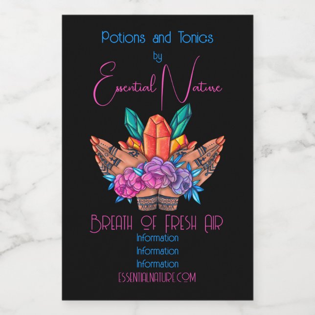 Rótulo Para Comida Crie seus próprios cristais e Rosas de mão Henna (Rótulo Único)