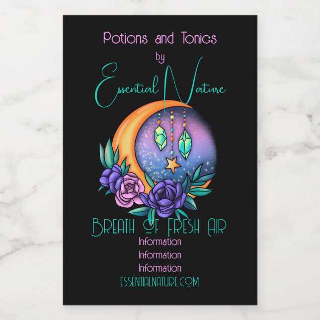 Rótulo Para Comida Crie seus próprios cristais, lua e Rosas bonitos (Rótulo Único)