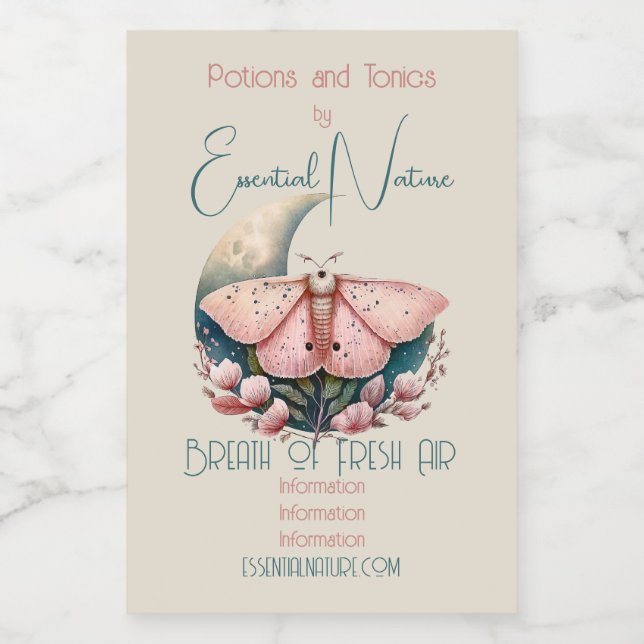 Rótulo Para Comida Crie sua própria Lua rosa e flores (Rótulo Único)