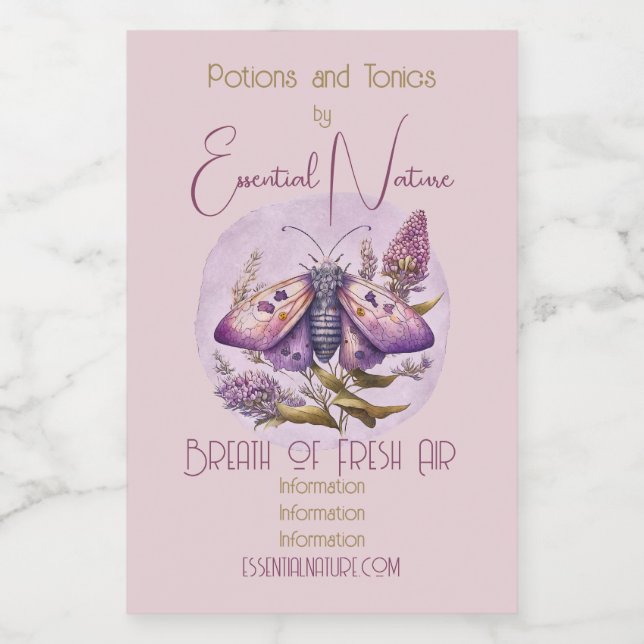 Rótulo Para Comida Crie sua própria mariposa roxa e flores silvestres (Rótulo Único)