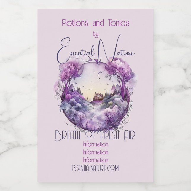 Rótulo Para Comida Crie Sua Própria Paisagem do Castelo de Magia Roxo (Rótulo Único)