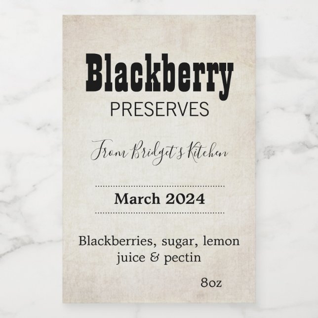 Rótulo Para Comida Customizable Preserves BL_04sq Square Sticker (Rótulo Único)