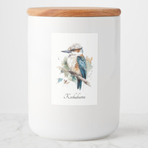 Rótulo Para Comida Cute Kookaburra num galho pintado em aquarela