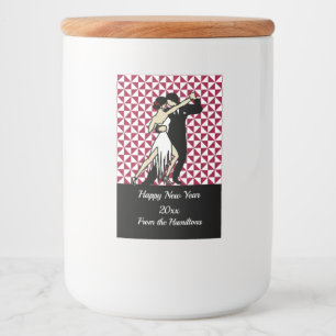 Rótulo Para Comida Dançarinos Tango no fundo geométrico da Borgonha