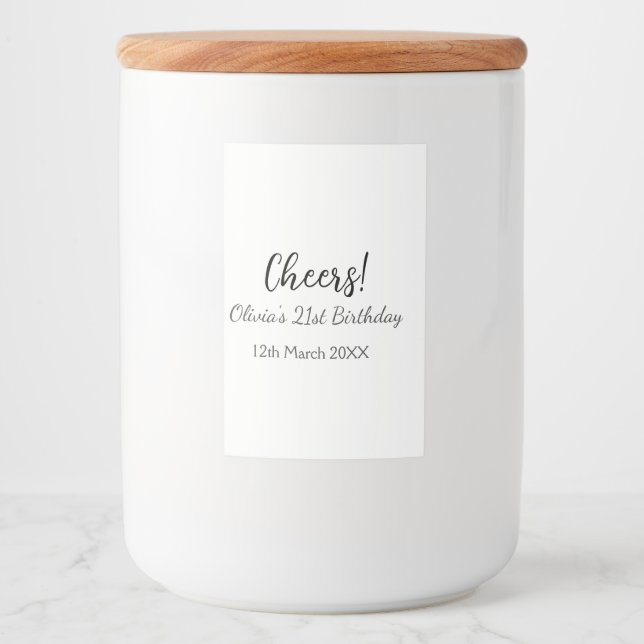 Rótulo Para Comida Data de adição de aniversário de 21 anos de saudaç (Frente)