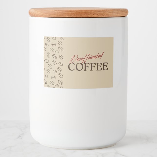 Rótulo Para Comida Decaffeinated Coffee Label – Retro Coffee Beans (Frente)