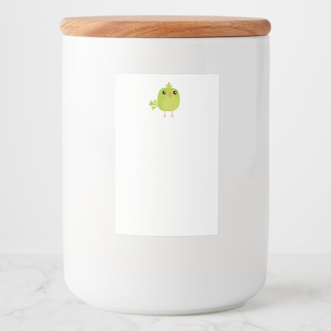 Rótulo Para Comida Desenho de Pássaro Verde   (Frente)