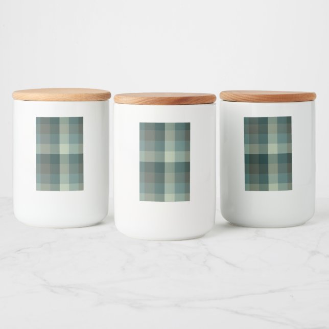 Rótulo Para Comida Design Xadrez Gingham Verde  (Garrafas)