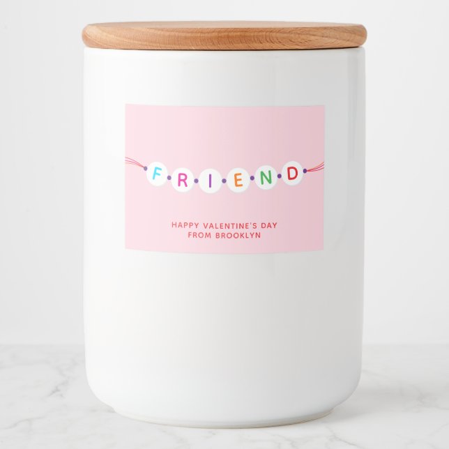 Rótulo Para Comida Dia de os namorados rosa da pulseira de amizade (Frente)