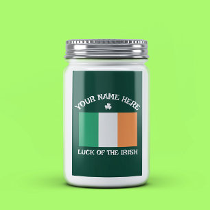 Rótulo Para Comida Dia de São Patrício Bandeira da Irlanda Nome Perso