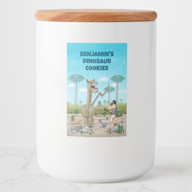 Rótulo Para Comida Dinossauros atendem à idade da pedra (Frente)