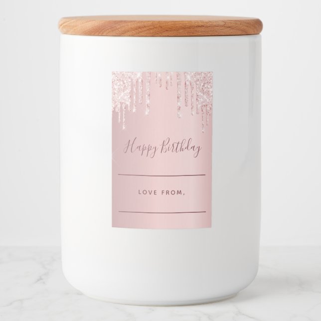 Rótulo Para Comida Dobra rosa de presente de aniversário caseira (Frente)