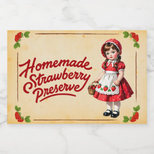 Rótulo Para Comida Doce Caseiro de Morango - Vintage