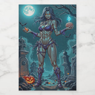 Rótulo Para Comida Doce de Halloween ou Namorada Zumbi com Miolos