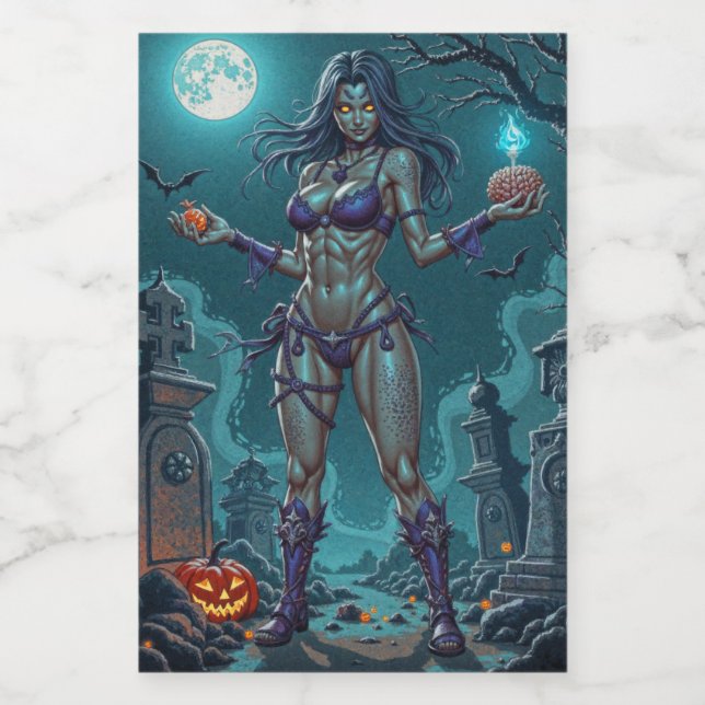 Rótulo Para Comida Doce de Halloween ou Namorada Zumbi com Miolos (Rótulo Único)