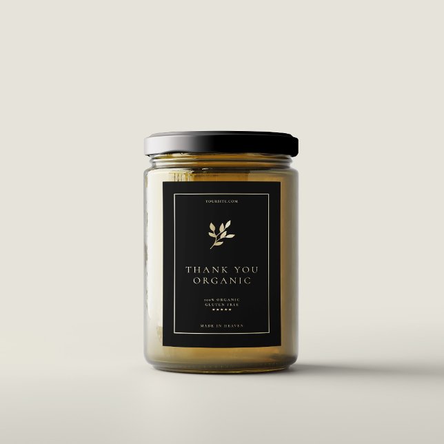 Rótulo Para Comida Dourado boho jar preto simples moderno (Modern Simple Elegant Black Gold Boho Food Label
)