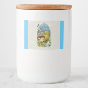 Rótulo Para Comida Duas Pintinhos de Páscoa Inchadas Flores Bonito De