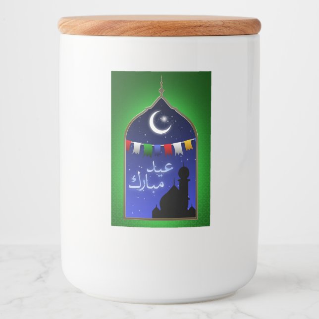 Rótulo Para Comida Eid Mubarak Garland Moon (Frente)
