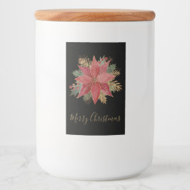 Rótulo Para Comida Elegante Flor de Poinsettia Vermelha Dourada Feliz